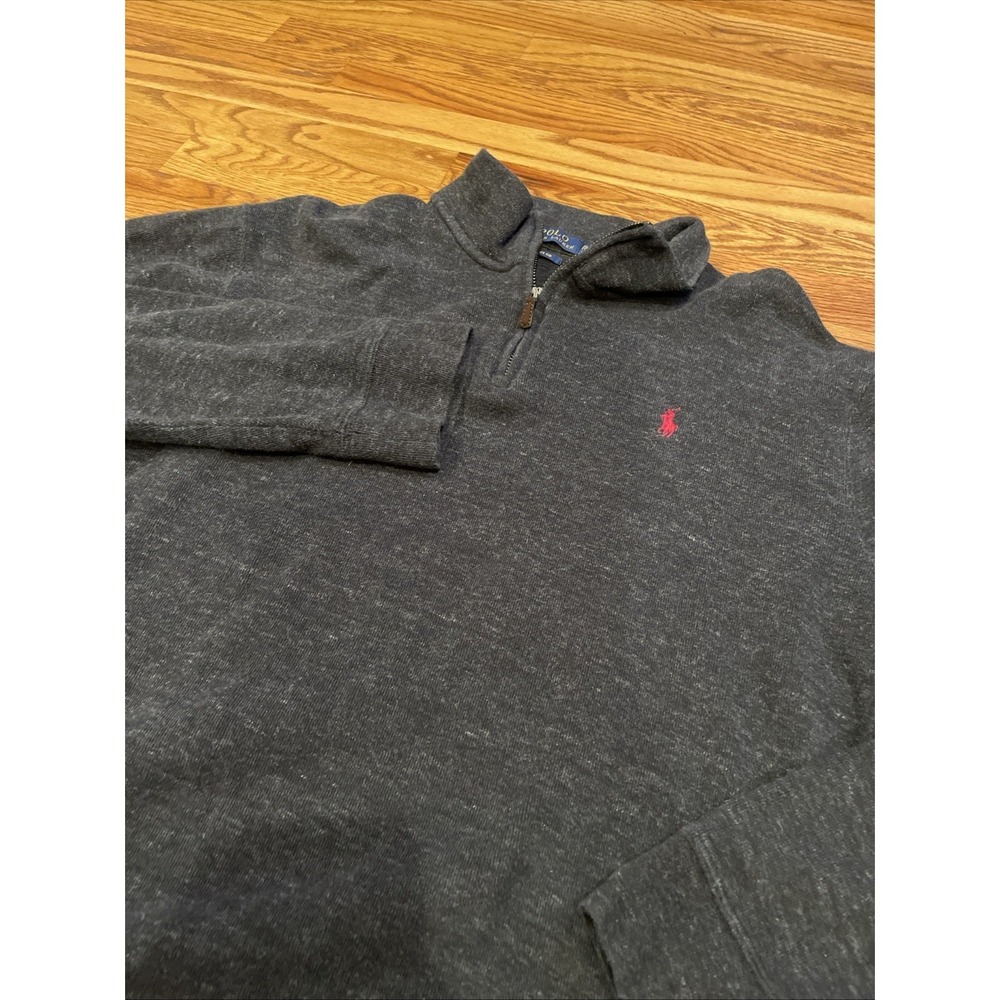 Polo Ralph Lauren Men's Estate Rib Quarter Zip‎ Gray Pony Size XL